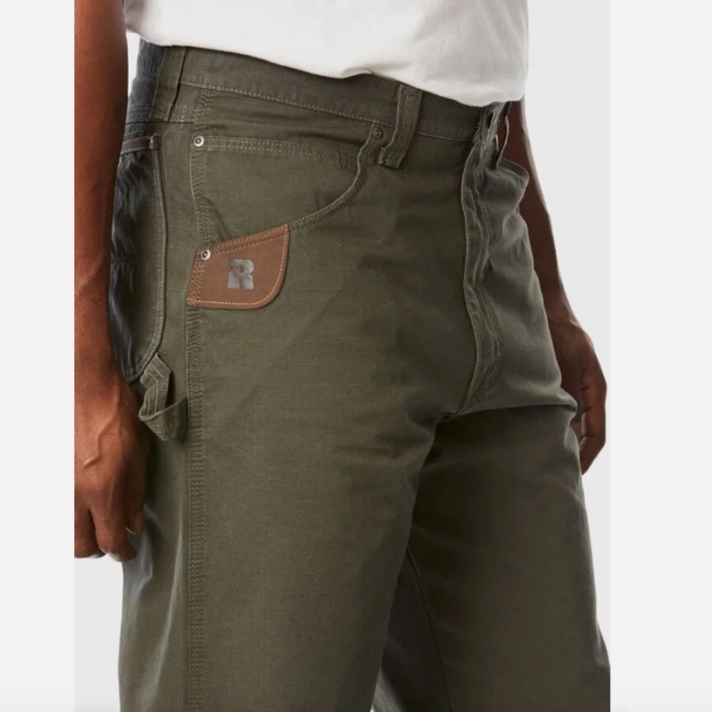 Wrangler Riggs Workwear Olive Green Canvas Ripsop Carpenter Workpants Men 38x32 - Picture 3 of 12